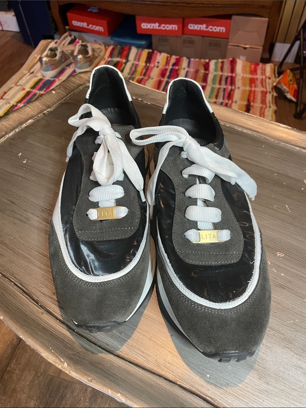 Lita Gray Suede & Patent Leather Women's Sneakers